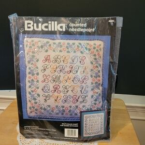 New Old Stock Bucilla Counted Needlepoint Antique Alphabet